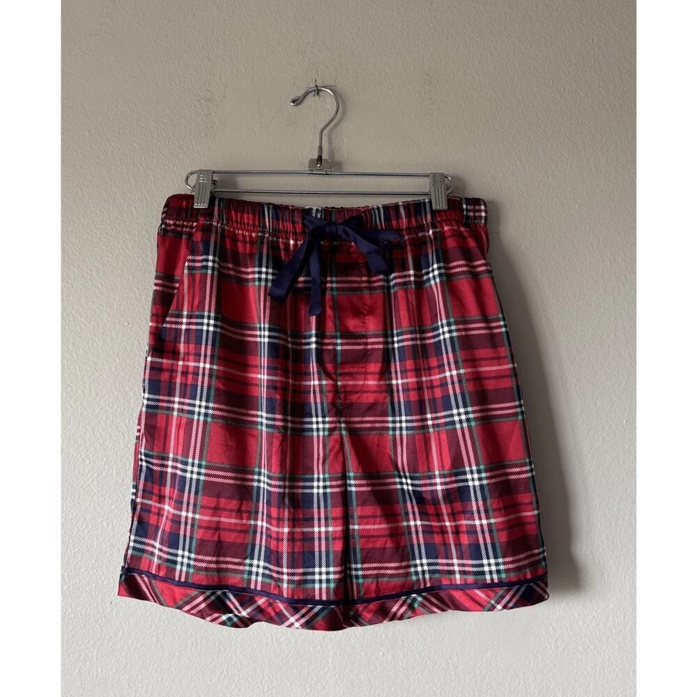 Peter Alexander Men’s Size Medium Red Plaid Satin Pajama Shorts Lounge‎
